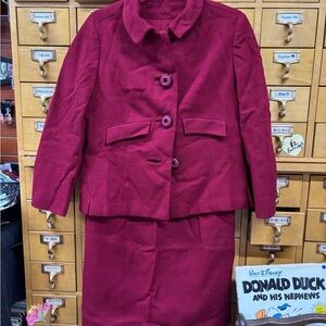 Vintage Burgundy Jacket and Skirt Set